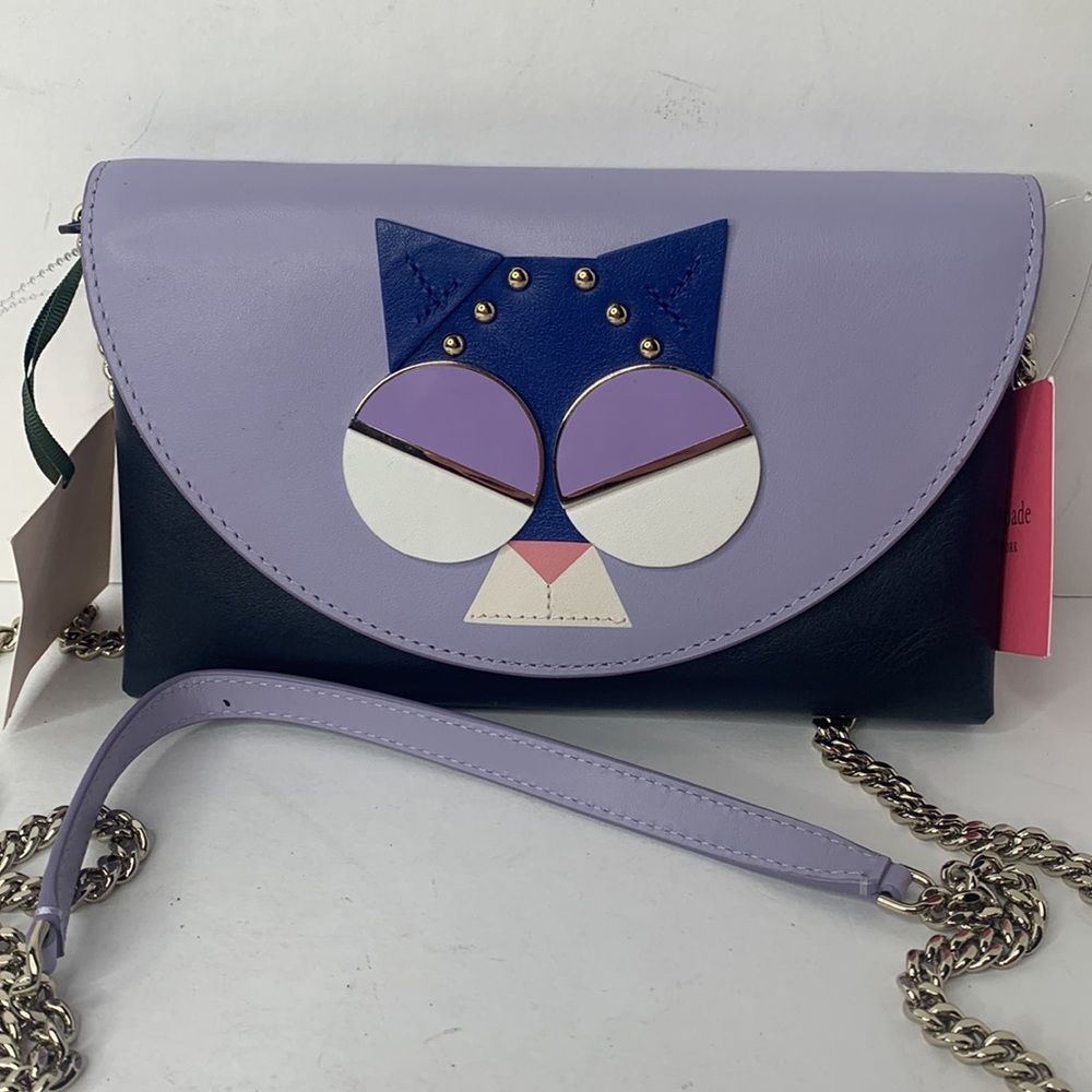 Kate Spade Spademals Smitten Kitten leather chain crossbody bag NWT